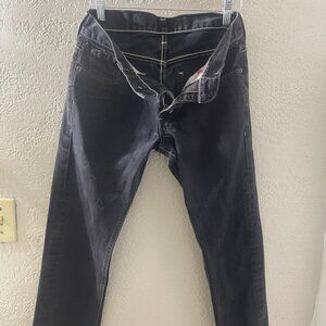 Levis 511 Jeans Mens Slim 30x30 Black‎ Denim Pants White Stitching Black Label